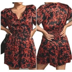 Anthropologie The Somerset Romper Womens Small Tropical Floral Print Resortwear